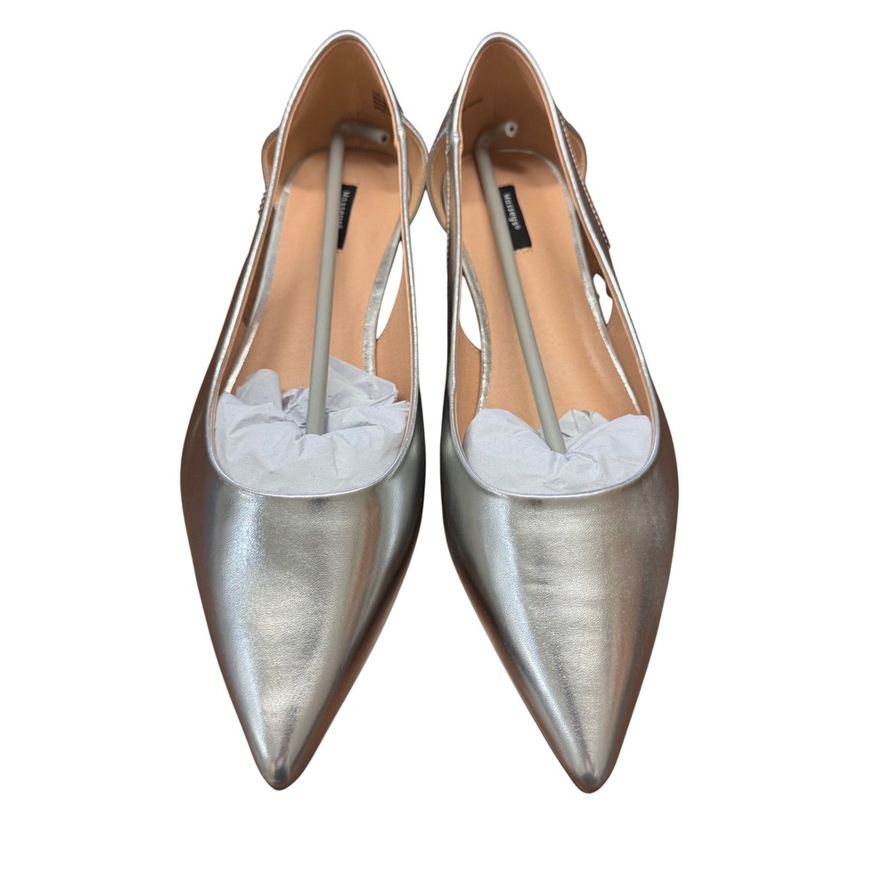 Masseys Ava Silver Metallic Pointed Toe D'Orsay Flats 12W 1384238-1-18